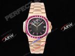 GR Factory Patek Philippe Nautilus 5711 Purple Diamond Grey Dial Rose Gold Watch